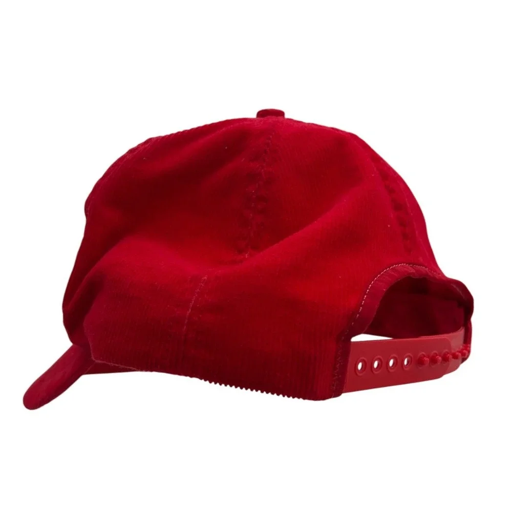 Vintage‎ Corvette Hat Red Corduroy Embroidered Logo Adjustable Cap Made USA